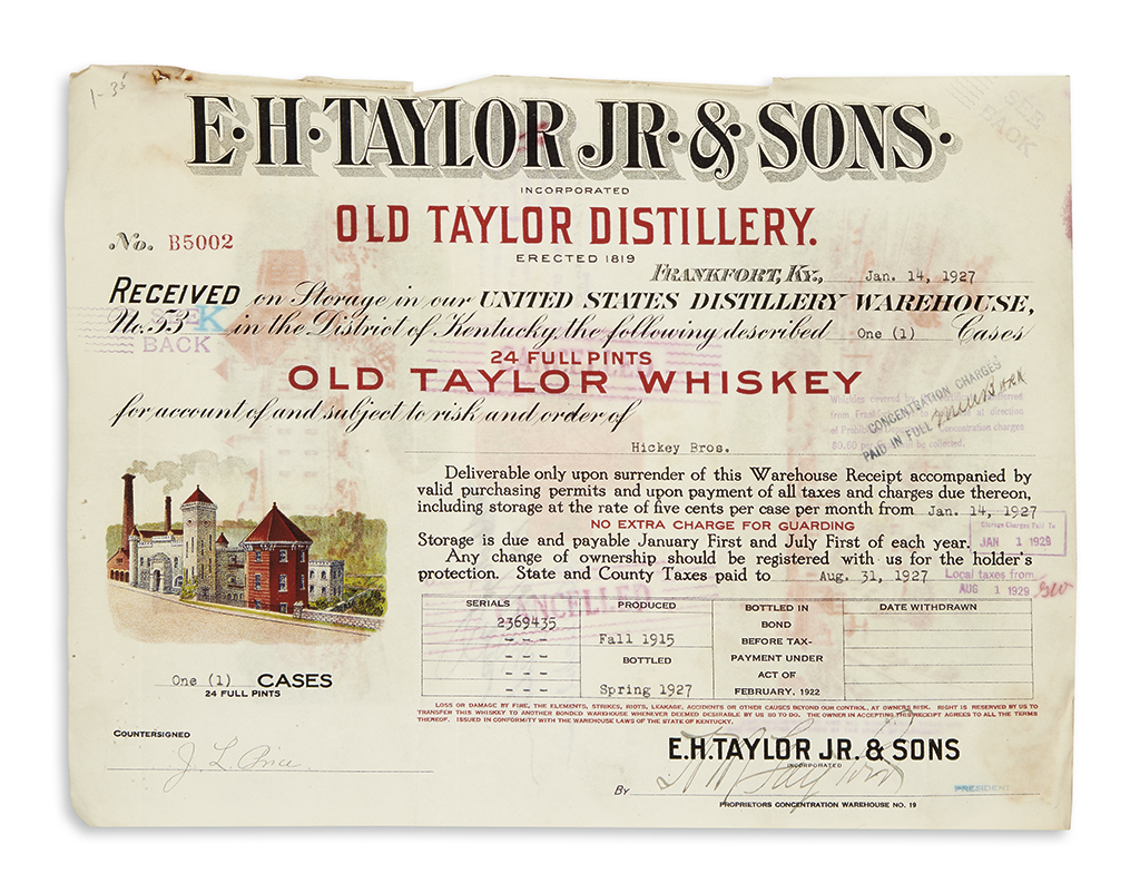 (FOOD AND DRINK.) Archive relating to the Old Taylor and Old Overholt brands of whiskey.
